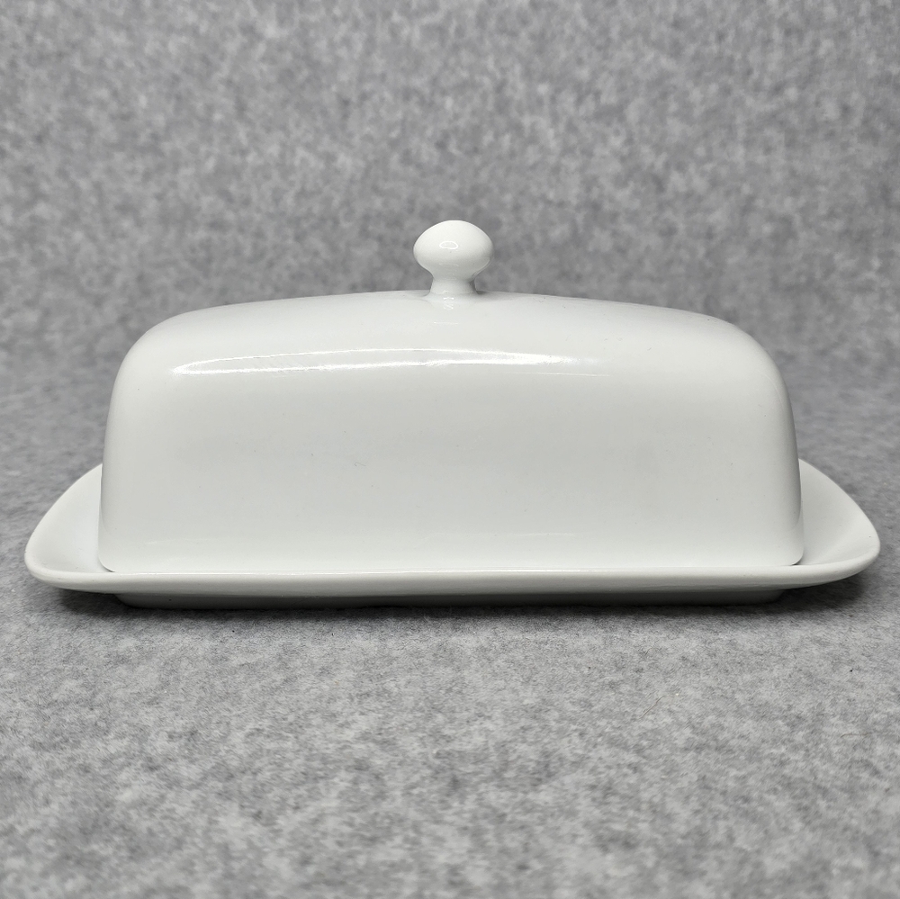 Dash of That White Porcelain Covered Butter‎ Dish Knob Handle Lg. Butter Keeper